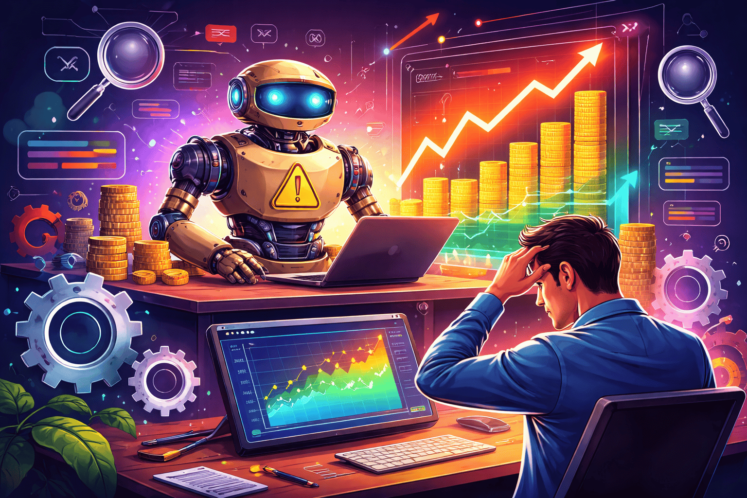 Un robot de trading et l'inquiétude du trader qui tente de l'optimiser