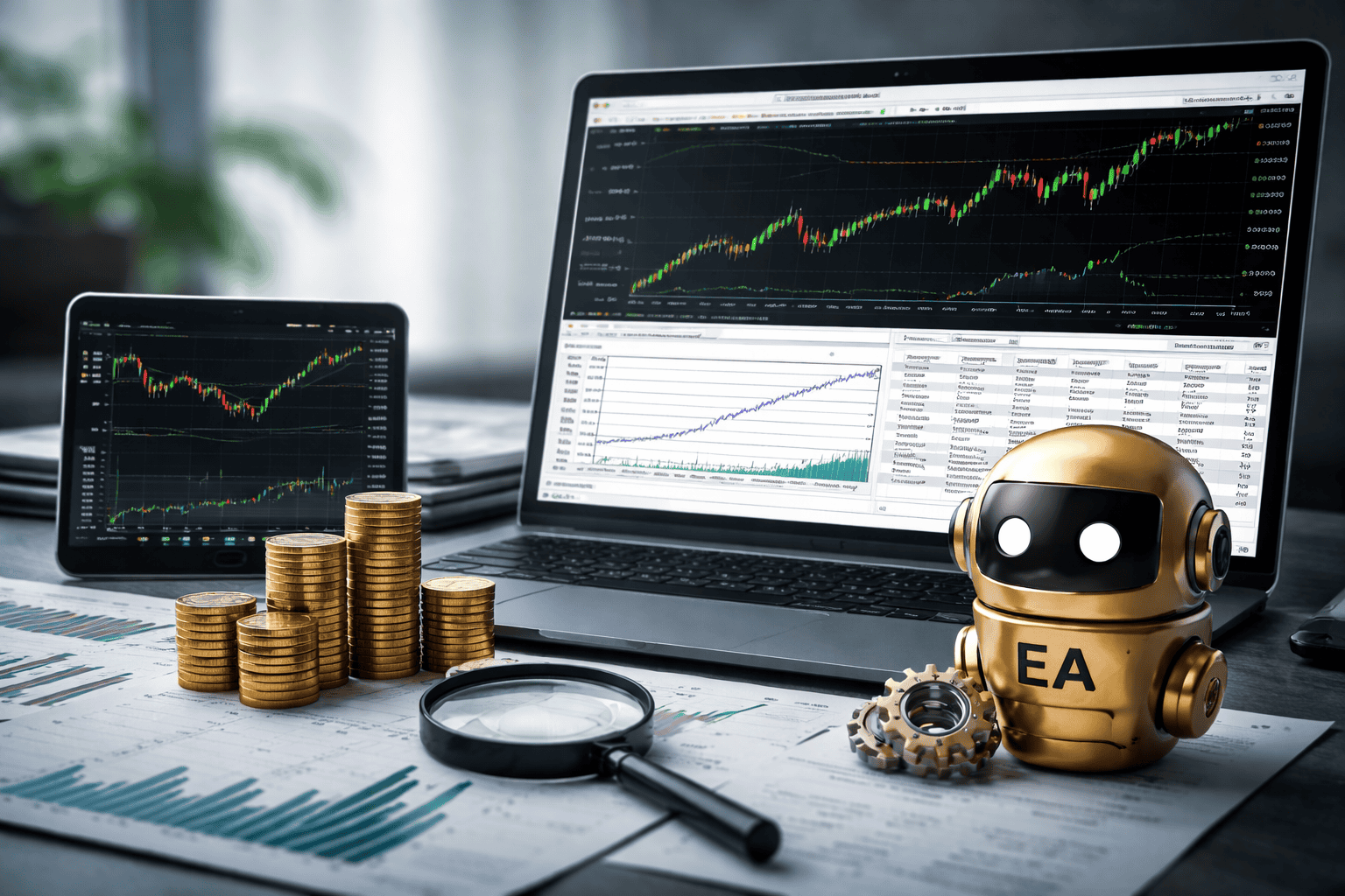 Image d'un petit robot qui représente un expert advisor MT5